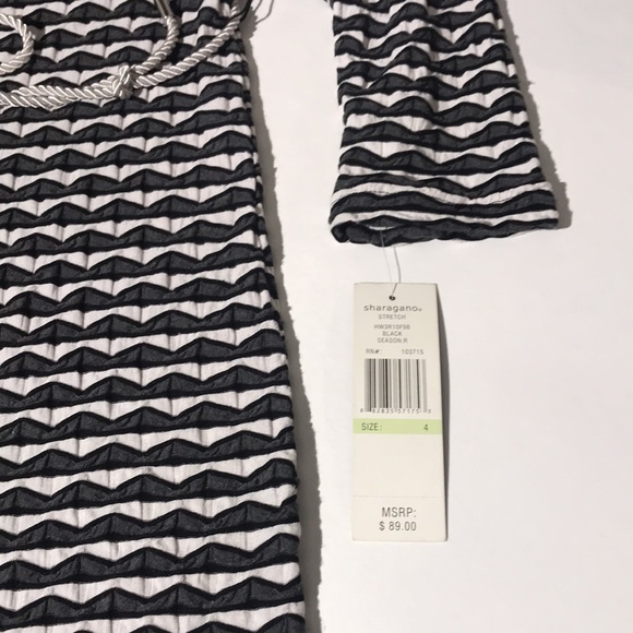 Sharagano dress sz 4 NEW stretch bodycon gray black white - Picture 2 of 8